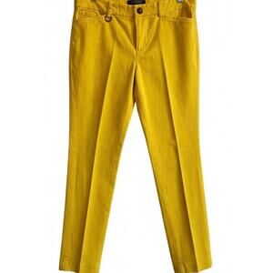 VTG 90s Ralph Lauren Ankle Zip Pants Equestrian Yellow Hipster Retro Preppy Sz 4